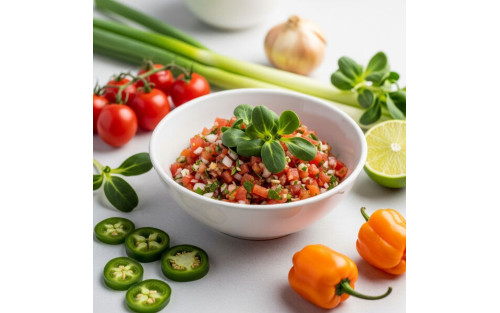 Salsa Fresca con Microvegetales de Girasol, Microbrotes y Microgreens
