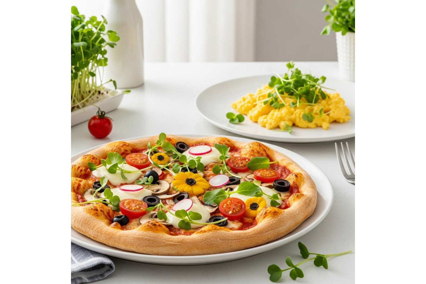 Pizzas y Huevos Revueltos con Microgreens – Recetas Saludables y Gourmet