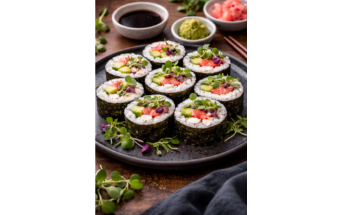 Receta de Sushi con Microvegetales-Microgreens frescos (estilo saludable y gourmet)