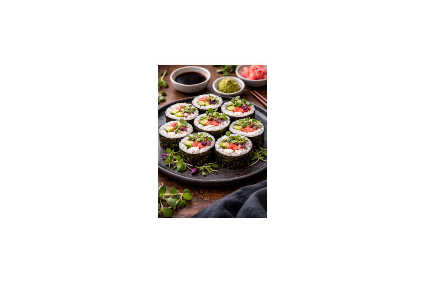 Receta de Sushi con Microvegetales-Microgreens frescos (estilo saludable y gourmet)